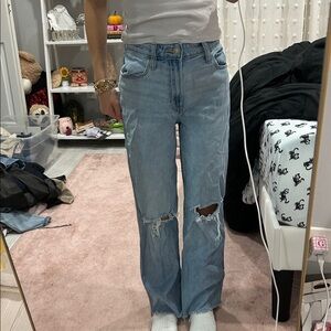 Women's Ultra High-rise Dad Distressed Blue Jeans​